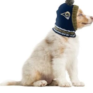 Littlearth Size Large NFL Los Angeles Rams Pet Knit Hat For Dogs Puppies Winter